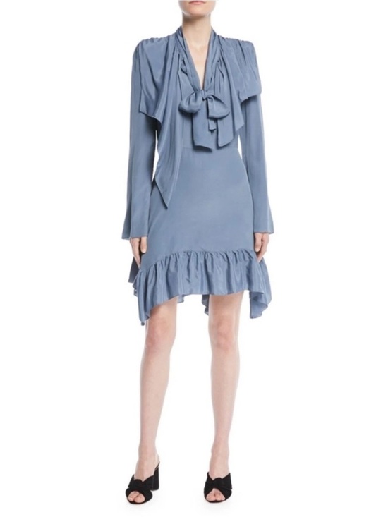See By Chloe Dresses & Skirts - See By Chloé Silk Blend Tie Neck Ruffle Dress Mirage Blue US 8 | EU 40